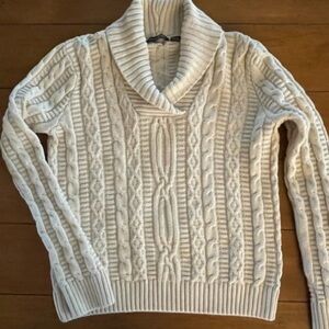 Preppy White Cotton Jeanne Pierre Cableknit Sweater